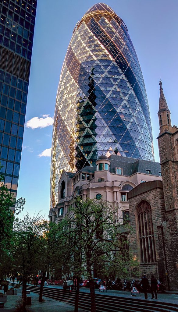 City of London scorcio del quartiere finanziario visto nei tre giorni a Londra